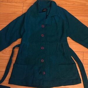 Avenue Teal Buttoned Trench Coat